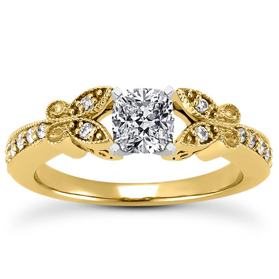 Pave Set Mill Grained Edge Engagement  Ring (0.16 ct. t.w.) - view 14