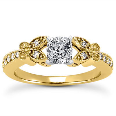 Pave Set Mill Grained Edge Engagement  Ring (0.16 ct. t.w.) - view 14 of 31