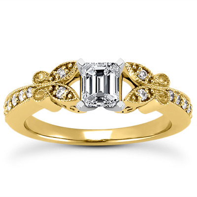 Pave Set Mill Grained Edge Engagement  Ring (0.16 ct. t.w.) - view 13