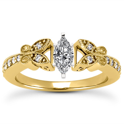 Pave Set Mill Grained Edge Engagement  Ring (0.16 ct. t.w.) - view 11