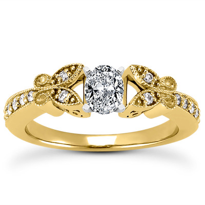 Pave Set Mill Grained Edge Engagement  Ring (0.16 ct. t.w.) - view 10