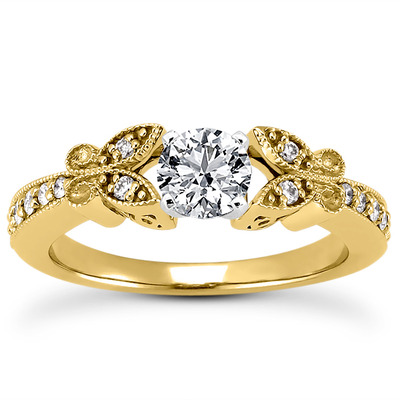 Pave Set Mill Grained Edge Engagement  Ring (0.16 ct. t.w.) - view 6