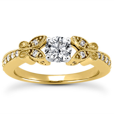 Pave Set Mill Grained Edge Engagement  Ring (0.16 ct. t.w.) - view 6 of 31