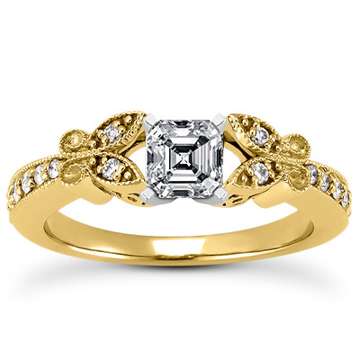 Pave Set Mill Grained Edge Engagement  Ring (0.16 ct. t.w.) - view 5