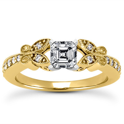 Pave Set Mill Grained Edge Engagement  Ring (0.16 ct. t.w.) - view 5 of 31