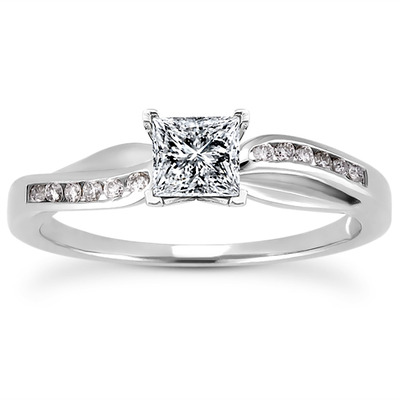 Channel Setting Round Diamond Engagement Ring (0.10 ct. t.w.) - view 17