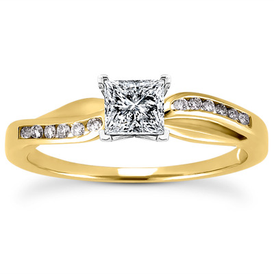 Channel Setting Round Diamond Engagement Ring (0.10 ct. t.w.) - view 6