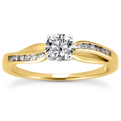 Channel Setting Round Diamond Engagement Ring (0.10 ct. t.w.) - view 4