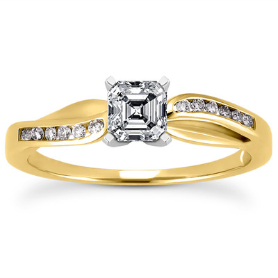 Channel Setting Round Diamond Engagement Ring (0.10 ct. t.w.) - view 3