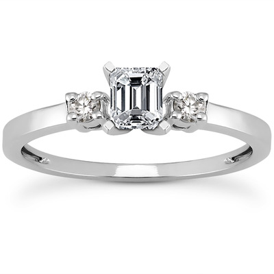 Basket Setting Three Stone Round Diamond Bridal Ring (0.10 t.c.w.) - view 21