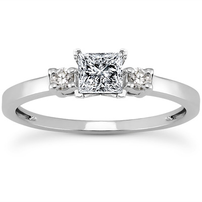 Basket Setting Three Stone Round Diamond Bridal Ring (0.10 t.c.w.) - view 16