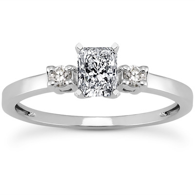 Basket Setting Three Stone Round Diamond Bridal Ring (0.10 t.c.w.) - view 1