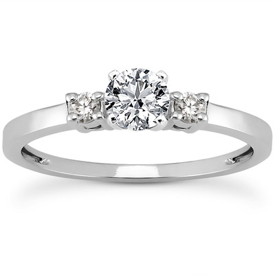 Basket Setting Three Stone Round Diamond Bridal Ring (0.10 t.c.w.) - view 14