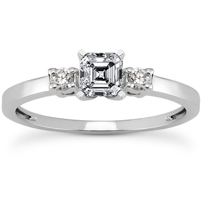 Basket Setting Three Stone Round Diamond Bridal Ring (0.10 t.c.w.) - view 13