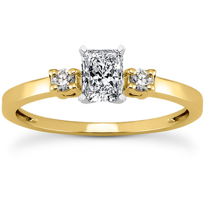 Basket Setting Three Stone Round Diamond Bridal Ring (0.10 t.c.w.) - view 4