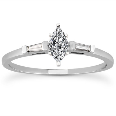 Tapered Baguette Diamond Engagement Ring (0.12 t.c.w.) - view 19