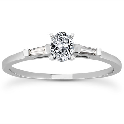 Tapered Baguette Diamond Engagement Ring (0.12 t.c.w.) - view 18