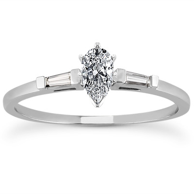 Tapered Baguette Diamond Engagement Ring (0.12 t.c.w.) - view 17