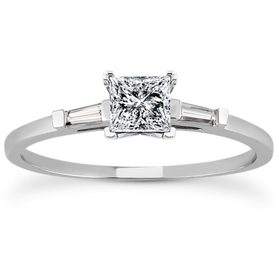 Tapered Baguette Diamond Engagement Ring (0.12 t.c.w.) - view 16