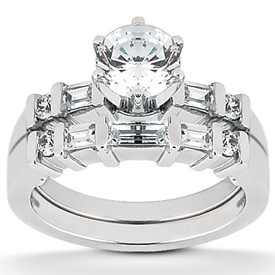 0.54 ct. Multi-Shape Bar Set Diamond Bridal Ring - view 1