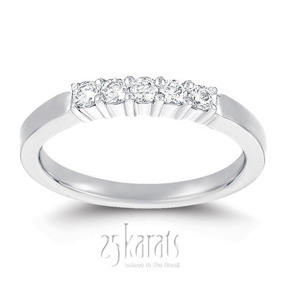 5 Stone Low Set Shared Closed Basket Diamond Anniversary Ring (0.35 ct. tw.) - view 1 of 6