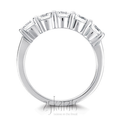 5 Stone Low Set Shared Closed Basket Diamond Anniversary Ring (0.35 ct. tw.) - view 3 of 6