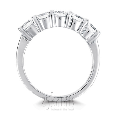 5 Stone Low Set Shared Closed Basket Diamond Band (0.50 ct. tw.) - view 3