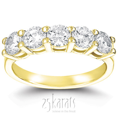 5 Stone Classic Basket shared Prong Diamond Anniversary Ring (2.25 ct. tw.) - view 2