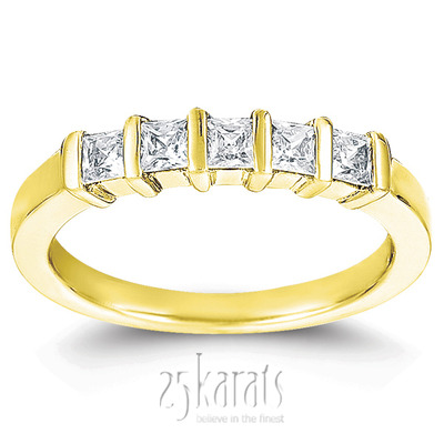 5 Stone Contemporary Bar Set Princess Cut Women Diamond  Ring (1/2 ct. tw.) - view 2