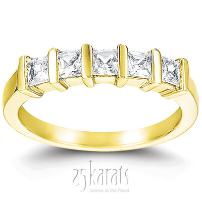 5 Stone Contemporary Bar Set Princess Cut Women Diamond  Ring (3/4 ct. tw.) - view 2