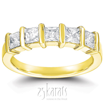 5 Stone Contemporary Bar Set Princess Cut Women Diamond  Ring (1 1/3 ct. tw.) - view 2