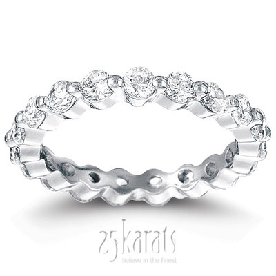 Single Shared Prong Round Cut Diamond Eternity Wedding Band (1.26 ct. tw.) - view 1 of 4