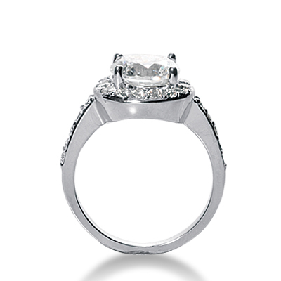 Halo Four Prong Center  Diamond Engagement Ring (0.32 ct.tw) - view 2