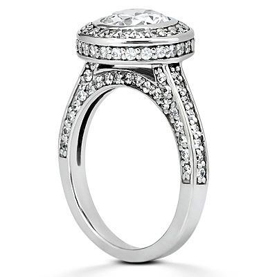 Halo Style Pave Set Bezel Center Diamond Engagement Ring (0.98 ct. tw.) - view 2 of 5