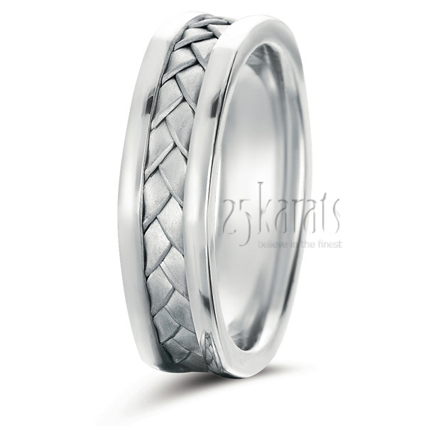 Hexagonal Hand Woven Wedding Band  - view 2