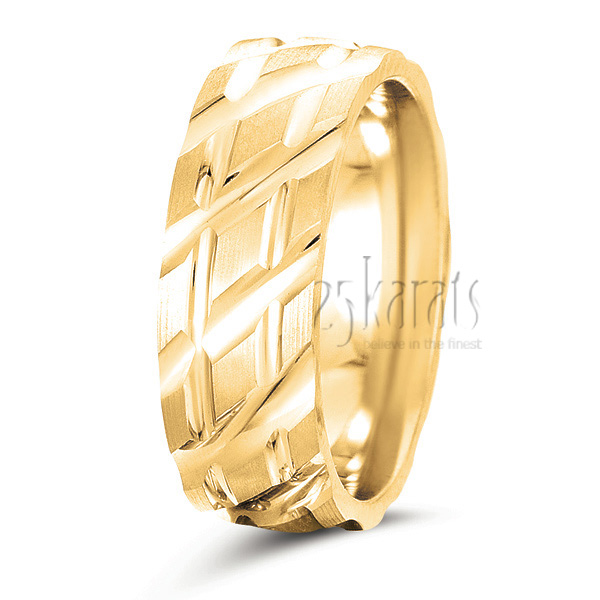 Diamond Carved Wedding Band - view 2