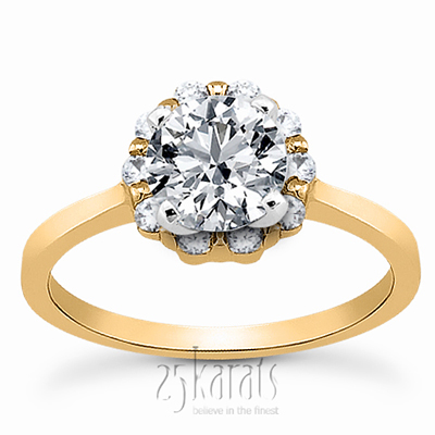 Halo Style Plain Shank Diamond Engagement Ring (0.20 ct. tw. ) - view 4