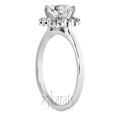 Shared Single Prong Halo for Square Center Diamond Engagement Ring (0.24 ct. tw.) - view 2