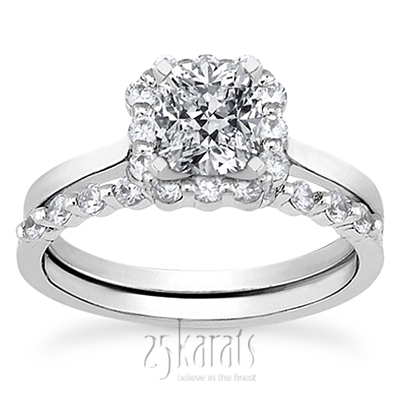 Shared Single Prong Halo for Square Center Diamond Engagement Ring (0.24 ct. tw.) - view 3