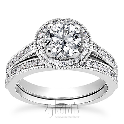 Shared Prong Halo Diamond Engagement Ring (0.32 ct. t.w.) - view 3