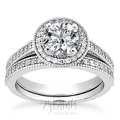 Shared Prong Halo Diamond Engagement Ring (0.32 ct. t.w.) - view 3 of 8