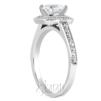 Halo Style Square Center Shared Prong Diamond Engagement Ring(0.32 ct. t.w.) - view 2