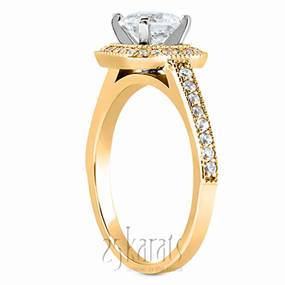 Halo Style Square Center Shared Prong Diamond Engagement Ring(0.32 ct. t.w.) - view 5