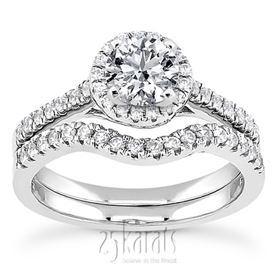 Halo Style Split Prong Diamond Engagement Ring ( 0.27 ct. tw. ) - view 3