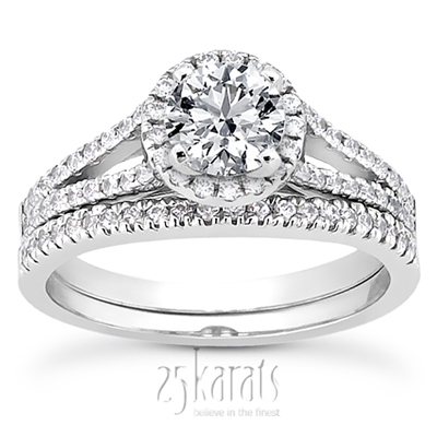 Split Shank Halo Diamond Engagement Ring (0.45 ct. tw.) - view 3