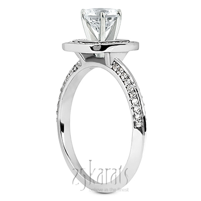 Knife Edge Square Center Halo Diamond Engagement Ring (0.36 ct. tw.) - view 2