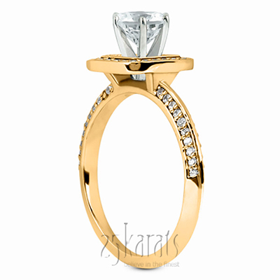 Knife Edge Square Center Halo Diamond Engagement Ring (0.36 ct. tw.) - view 5