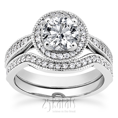 Cathedral Shank Halo Style Round Diamond Engagement Ring (0.28 ct. tw.) - view 3