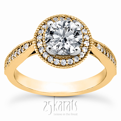 Cathedral Shank Halo Style Round Diamond Engagement Ring (0.28 ct. tw.) - view 4