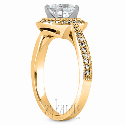 Mill Grained Edge Halo Style Cushion Diamond Engagement Ring (0.29 ct. tw.) - view 5 of 6